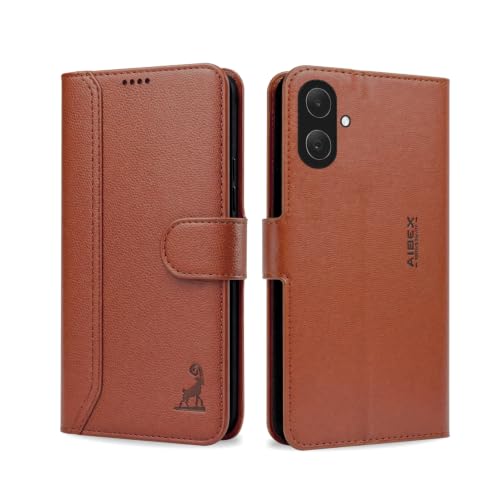 Image of AIBEX Compatible for Samsung A07 5G / Samsung F70E 5G Flip Cover Leather Finish | Inside TPU with Card Pockets | Wallet Stand | Complete Protection Flip Case Brown