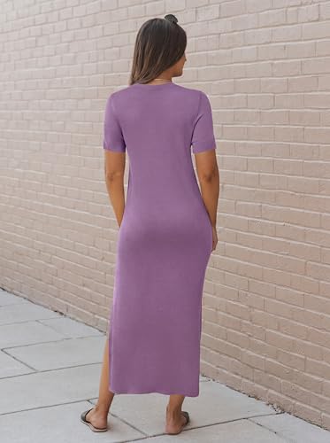 Image of Arach&Cloz Women's Wool Blend Lightweight Spring Casual T Shirts Maxi Dress 2026