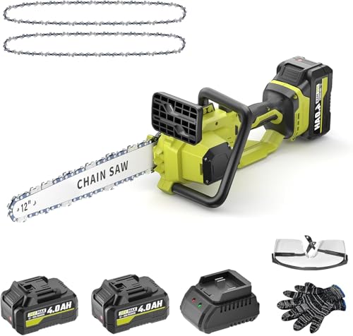 Kettensäge mit Akku 8000mAh 12 Zoll,Akku Kettensäge mit Automatischer Öler und Ersatzkette,...
