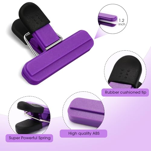 Image of Wonderjune 20 Pcs Chip Bag Clips Plastic Food Bag Clips with Heavy Duty, Heavy Seal Grip Food Clip for Snack Storage Home Office Back to School Supplies 3.07 x 2.56 x 1.46 Inch(Multicolor)