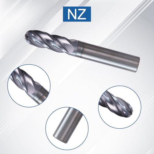 Image of NZ 5 /16 inch 4-Flute Ball Nose End Mill | CNC Milling Bits AlTiN Coated Carbide for Alloy Steel, Hardened Steel | 1-Pack