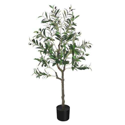 YOLEO Olivenbaum Künstlich 120cm kunstpflanze Künstliche Pflanzen groß Künstlicher Olivenbaum Kunstbaum wie echt für Wohnzimmer Schlafzimmer Büro Deko (Typ 2)