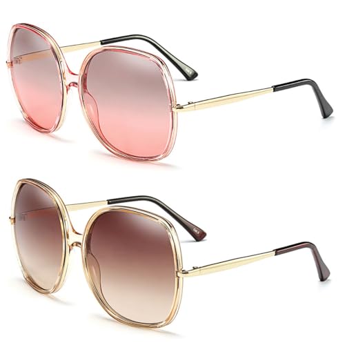 Image of Freckles Mark 70s Super Oversize Square Sunglasses for Women Vintage Rectangular Plastic Frame