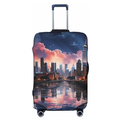 New York Cityscape Futuristic Night beautiful Elastic Travel Luggage Cover Travel Suitcase Cover for Trunk Case 19''-32'' Luggage Protective Cover