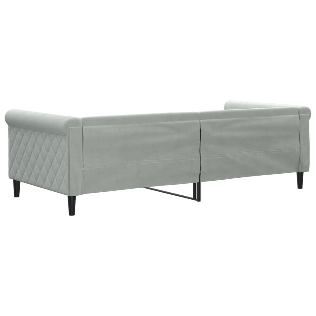 Hothingwell Jasnoszare łóżko wypoczynkowe 90x200 cm aksamitne łóżko bez