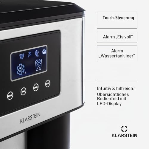 Foto von Klarstein Eiswürfelmaschine Klein, 1,8L Eiswürfelbereiter, für Crushed und Bullet Eis, Schnelle, Mini, Leichte Reinigung, für 15kg/24h