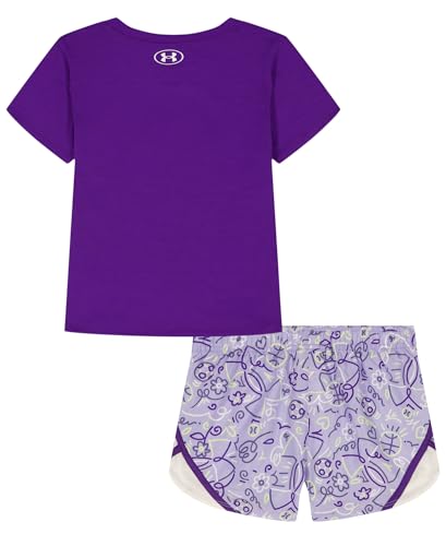 Image of Under Armour Girls' 2-piece Short Sleeve Tee and Shorts Set, Lightweight and Comfortable