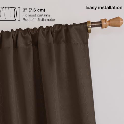 Image of HOMEMONDE 100% True Blackout Curtains 5 Feet Window - 1 Piece Curtain| Embossed Design | Light Block Thermal Insulated & Noise Reducing Top Style Rod Pocket Curtains (Brown, 60Inch)