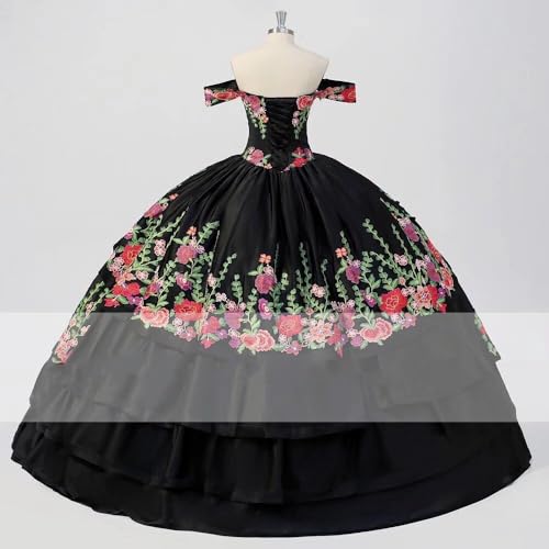 Floral Embroidered Off The Shoulder Quinceanera Dresses Mexican Theme Ball Gown Prom Women 20252