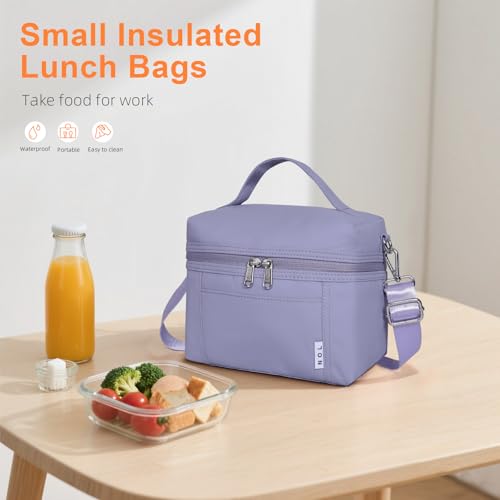 Image of NOL Natural Organic Lifestyle Insulated Lunch Bags for Women Cooler Bag Lightweight Nylon Waterproof Lunch Box For Work (Small, Light purple)