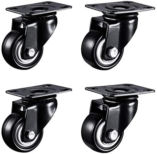 Racks 4 Castor Wheels Heavy Duty,Swivel Casters with Brake, 1.5 In,2 In,2.5 In,3 In Safety Dual Locking, PU Rubber Swivel Trolley Furniture Caster with Brakes Black