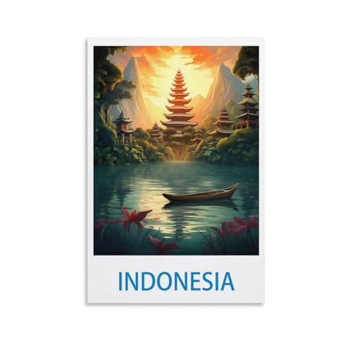 FZYUEN Affiches murales vintage sur toile pour décoration murale d'intérieur, chambre à coucher (Indonésie), 20 x 30 cm