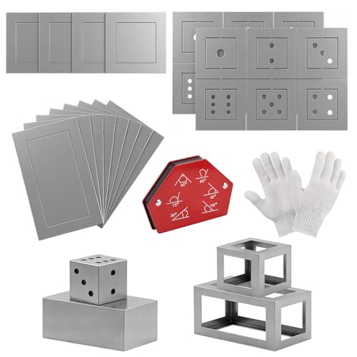 50Pcs Welding Practice Kit, Metal Steel Welding Coupons with Welding Magnet and Gloves, Dice/Cube/Cuboid Welding Project Kit for Beginners Enhancement Welding Skill Steel