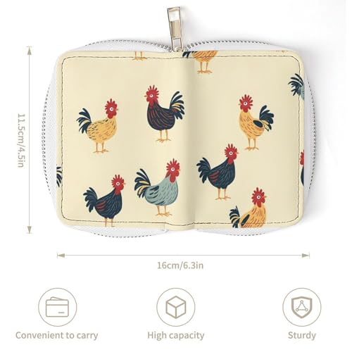 Roosters Chicken Small Business Credit Card Holder Wallet with 20 Card Slots Case Coin Purse Pouch3