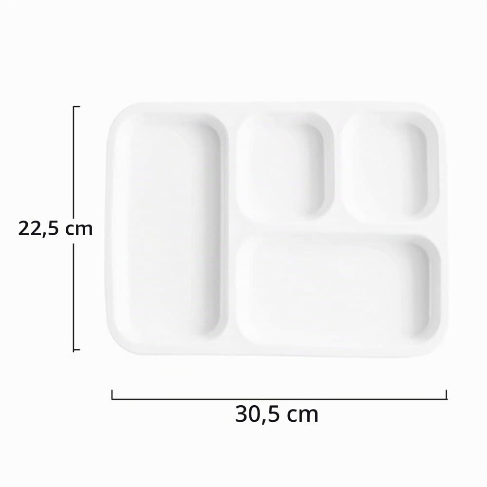 Assiette en Porcelaine Blanche avec 4 Compartiments, Plaque de Contrôle des Portions avec Sections pour Adultes, Jeu de 2 (Rectangle*2)