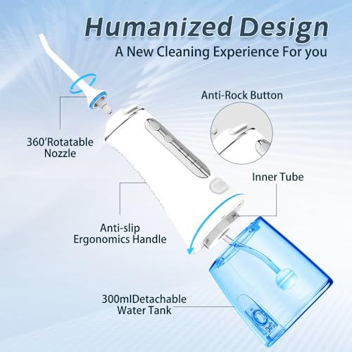 Tragbarer Wasserzahnseiden-Teeth Pick, Kabelloser Munddusche, 300ML Wiederaufladbarer Reisewasserreiniger, IPX7 Wasserdicht, Elektrische Zahnreinigung – Bild 6