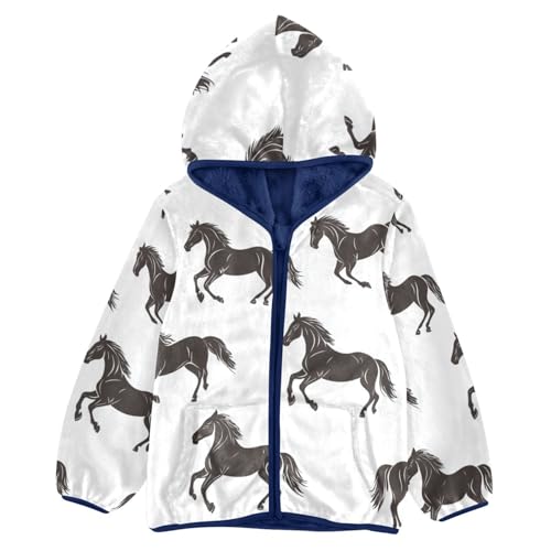 Horse Silhouette Girls Fleece Jacket Girls Fall Jacket Girls Zip Up Hoodie Girls Sherpa Jacket 2-10T