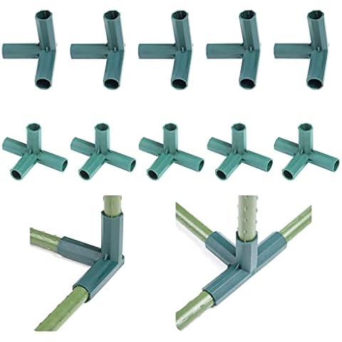 5Pcs 3 Way Greenhouse Frame Connecto & 5Pcs 4 Waybamboo Cane Connectors, 16mm Frame Furniture Connectors, Plastic Connectors Suitable for Garden Netting Frame and Heavy Duty Greenhouse, Plant Frame Cover
