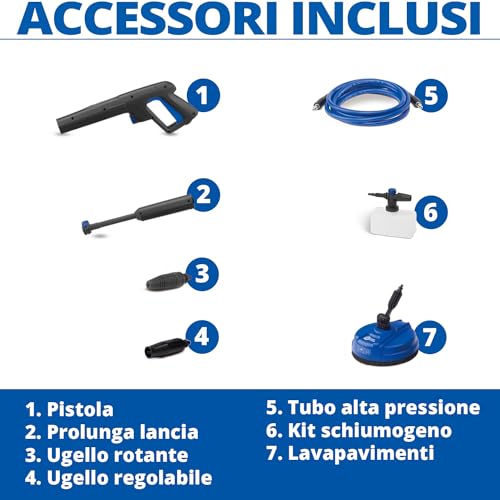 AR Blue Clean Idropulitrice ad Alta Pressione e-2000 HRD con Sonda Sturatubi e Patio Cleaner (2000 W, 150 bar, 440 l/h) - 2