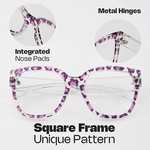 Image of Zeelool Blue Light Blocking Glasses, Square Glasses Frame for Women Eyeglasses with Non-prescription Clear Lenses ZJGP347466