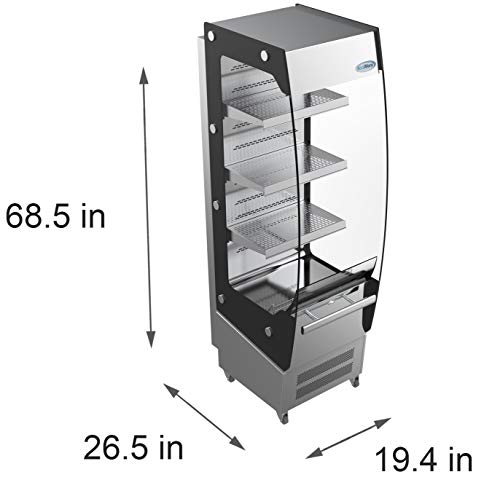 Image of KoolMore 26 in. Open Air Merchandiser Cooler Grab and Go Refrigerator with LED Lighting and Night Curtain, ETL Listed for Safety and Sanitation, 7.7 Cu. Ft. in Stainless-Steel (CDAU-7C-SS)