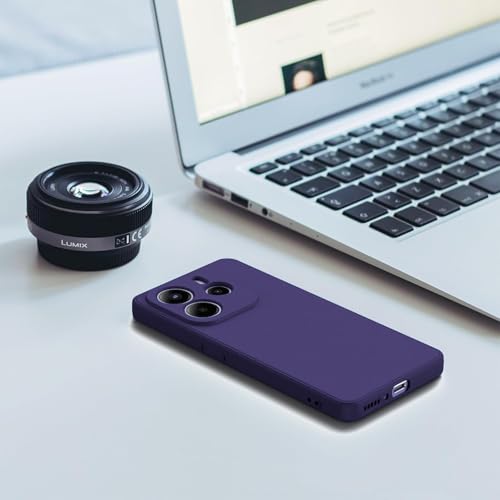 Image of DIZORO Compatible with Mi Redmi Note 14 5G Back Cover with Upgraded Square Edges for Camera Protection Shockproof Flexible Matte Liquid Silicone Mobile Phone Case (Deep Purple.)