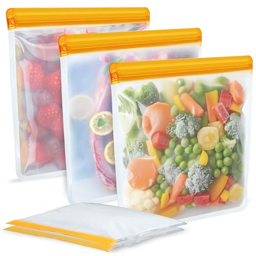 Ifumor 5 Pack Reusable Gallon Storage Bags, BPA Free Leakproof Food Storage, Dishwasher Safe Silicone-Free Freezer Bags