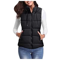 TOWED22 Veste Sans Manches Matelassée Pour Femmes Gilet à Capuche Épais Long Manteau D'Hiver Chaud (Noir, TG