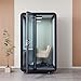 GEARONIC Mobile Office Pod Booth, Sound Proof Booth for Home, Mobile Roller with Desk, LED Light, Fans and AC USB Ports (Black Obsidian)