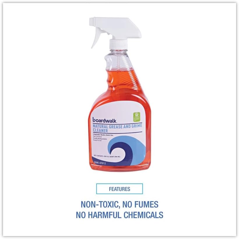 Boardwalk All Natural Grease and Grime Cleaner, 32 oz Spray Bottle, Unscented, Nontoxic, Biodegradable, Multisurface, Made in the USA