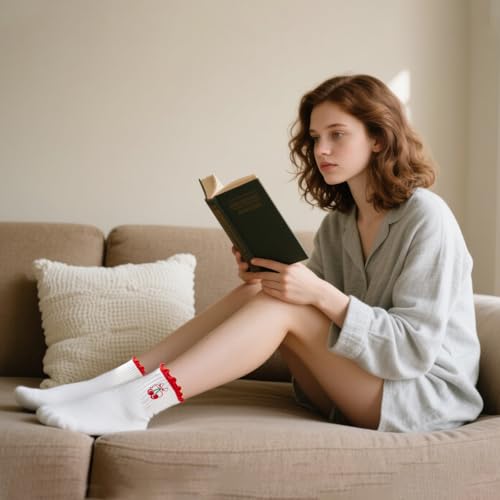 Image of BISOUSOX Pilates Socks Cute Grippy Socks Woman, Ruffle Frilly Grip Ankle Lettuce Dress Yoga Non Slip Sock Size 5 7-9