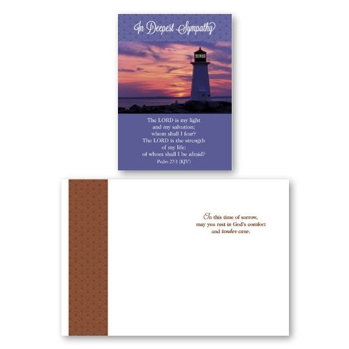 12 Pack Boxed Set Landscape Sympathy Cards, Bulk With Kjv Scripture – Lighthouse, Tree, Water Greeting Cards For Her For Him #TOP3