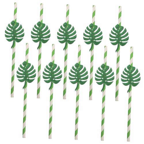 Pitillos de papel decorativos verde pack 10 miniatura 1