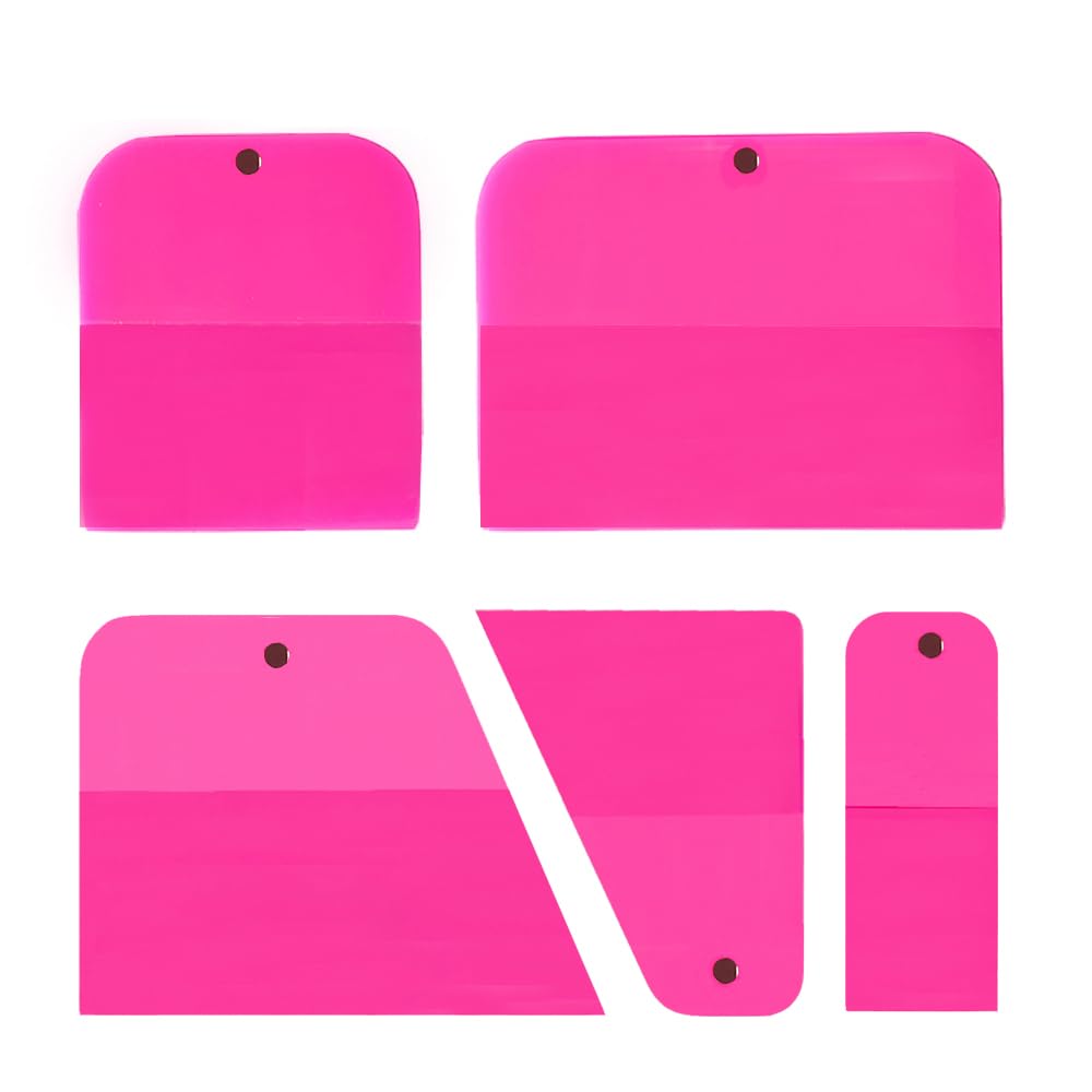 PPF Squeegee Kit 5 in 1 Anti-Scratch Soft TPU Scraper for Vinyl,Small Tint Squeegee Water Blade Scraper for Paint Protection Film,Vinyl Wrap Window Tint Tools (Pink Magnet)