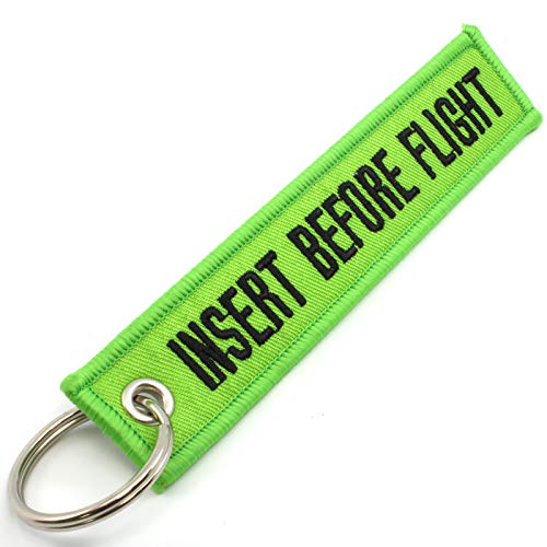 Rotary13B1 Insert Before Flight Keychain - Lime Green/black