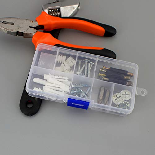 Image of 10 Girds Rectangle Clear Plastic Storage Box, Jewelry and Crafts Organizer Container with Adjustable Dividers(2 Pack)