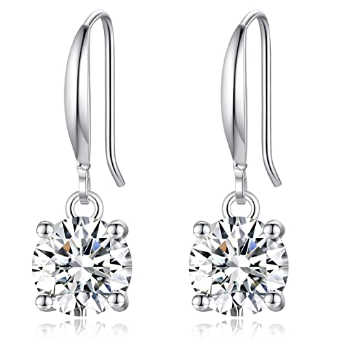 2-4Ct Moissanite Dangle Earrings, Df Color Ideal Cut Simulated Diamond 925 Sterling Silver Earrings For Women With Certificate Of Authenticity #TOP5