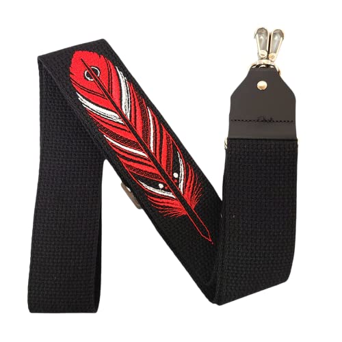 Henry Heller Cotton Tan Feather HDH02 Banjo Strap Made in USA (Black)
