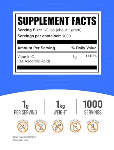 BulkSupplements Ascorbic Acid Vitamin C Powder