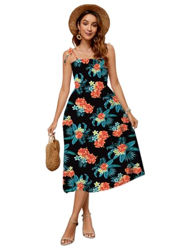 Image of SANGTREE Girls' Women's Summer Sundress Casual Smocked Floral Beach Holiday Dress, 18 Month - XL
