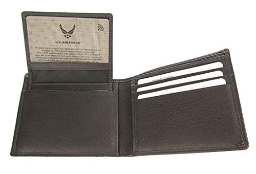 U.S. Air Force Wing Bi-Fold Leather Wallet with RFID Protection - BLACK2