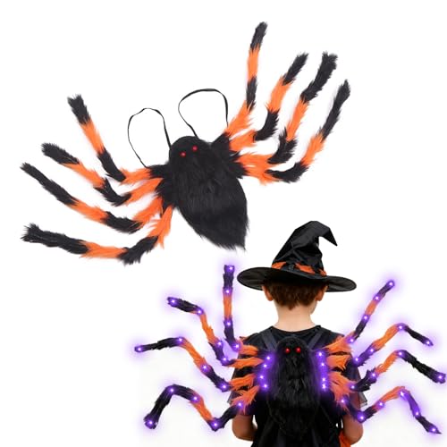 TaimeiMao Sac à dos araignée pour Halloween, déguisement d'araignée géante, accessoires et décorations, sac à dos araignée géante pour enfants et adultes, déguisement d'araignée pour carnaval