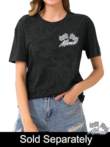 Image of Racing Birthday Party Matching Shirt Mom and Dad Car Racer Couple T Shirt Checkered Flag Short Sleeve Tee Tops