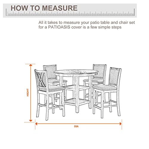 Patioasis Waterproof Patio 4-6 Piece Chairs And Round Table Cover 76'' Dia All Weather Proof 600D Oxford Gray Outdoor Furniture Cover For Round Table #TOP1