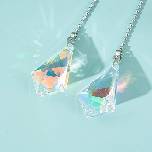 Image of 2 PCS Crystal AB Coating Ceiling Fan Pull Chain Extender Prisms Drop Gifts