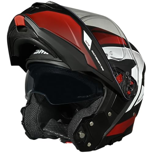Image of SMK Gullwing Sonic Flip-up Full Face Helmet ISI, ECE22.06 and DOT Certified with Antifog Pinlock 30 and Dual Visor - L