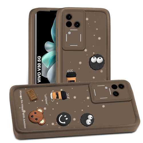Image of AESTMO Back Case Cover for Vivo V30 5G Cover | Cute Fun Cartoon 3D Ball | Coffee Silicone Case | Full Body Protection | Camera Protection Back Cover for Vivo V30 5G (Brown)