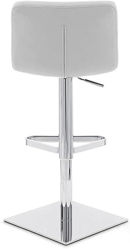 Miniatura 5 de Zuri Muebles enrejado base cuadrada altura ajustable giratorio taburete de bar sin brazos - gris