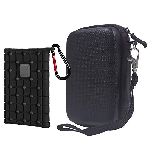 Rancco Leather Shockproof Travel Case + Silicone Anti-Scratch Case for Samsung T7 Touch Portable SSD, Hard Zipper Travel Storager for Samsung T7 Portable External SSD(500G 1T 2T), 5.4x3.8x1.7inch