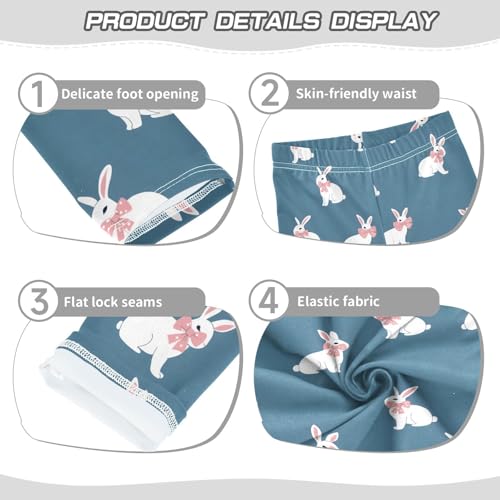 Rabbit Bow Print Girls Leggings Soft Stretch Workout Yoga Dance Pants for Kids Casual Tights3